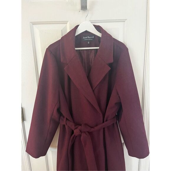 Jason Maxwell Burgundy Belted Winter Dress Coat sz 2X EUC - Picture 1 of 5